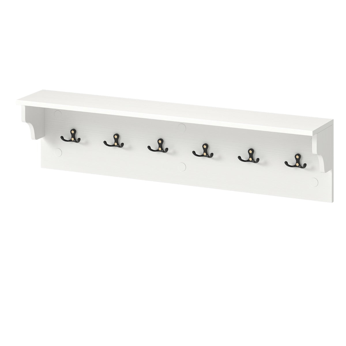 Livsk costway wandkapstok met opbergvak houten wandrail met zes haken wit 1 3