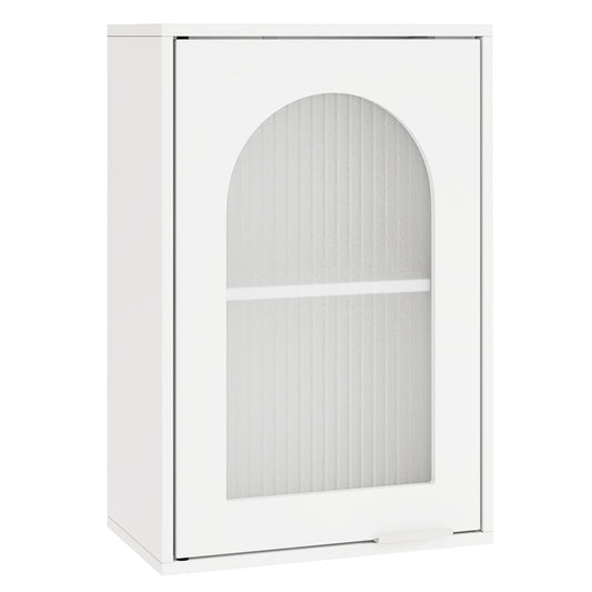 LIVSK Verstelbaar Badkamermeubel - Wandmontage - Gehard Glas Deur - Ruimtebesparend - 35 x 20 x 52,5 cm - Wit