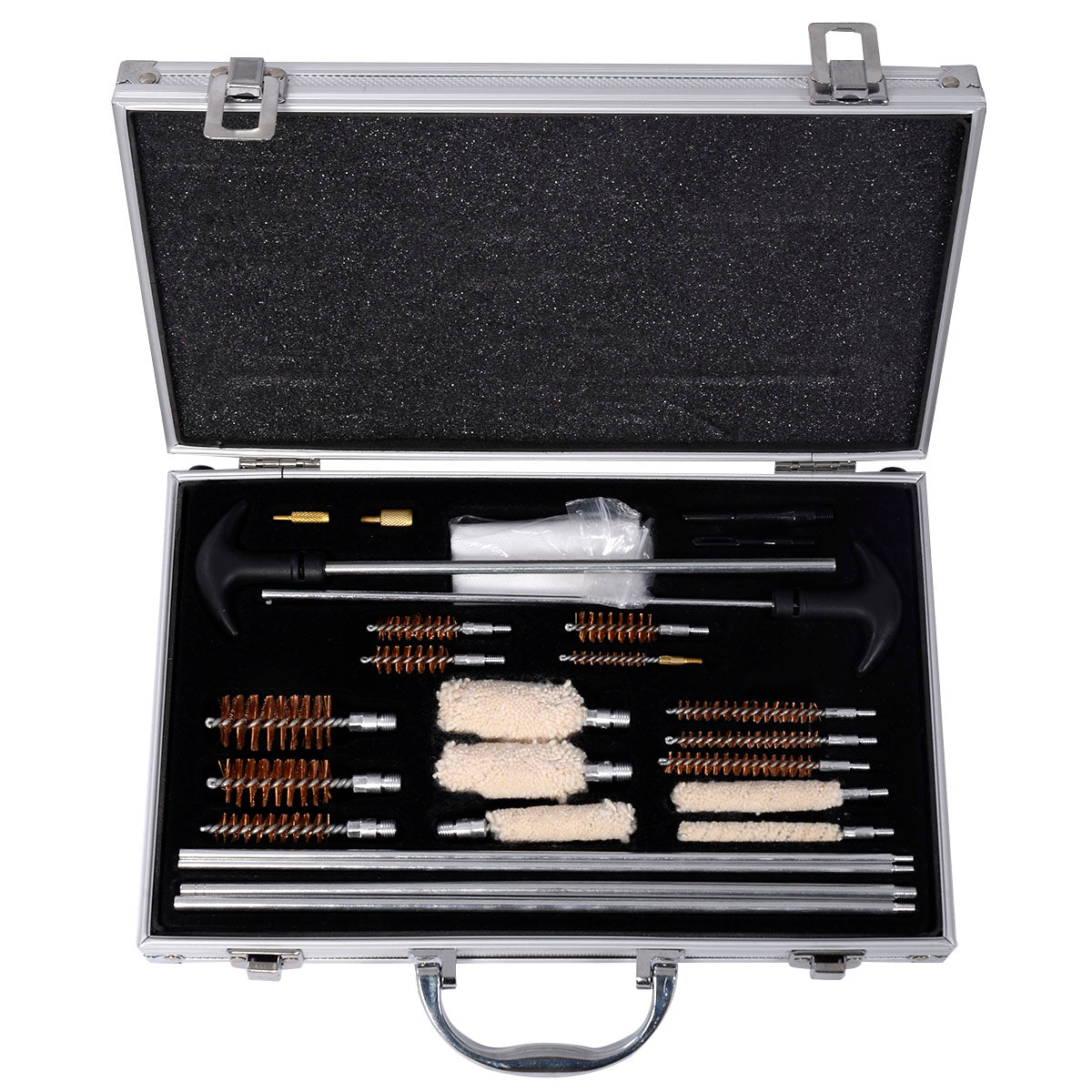 LIVSK Wapenreinigingsset - Universeel voor Jachtgeweren, Luchtbuksen en Pistolen - Compleet met Draagtas - 75 stuks - Zwart