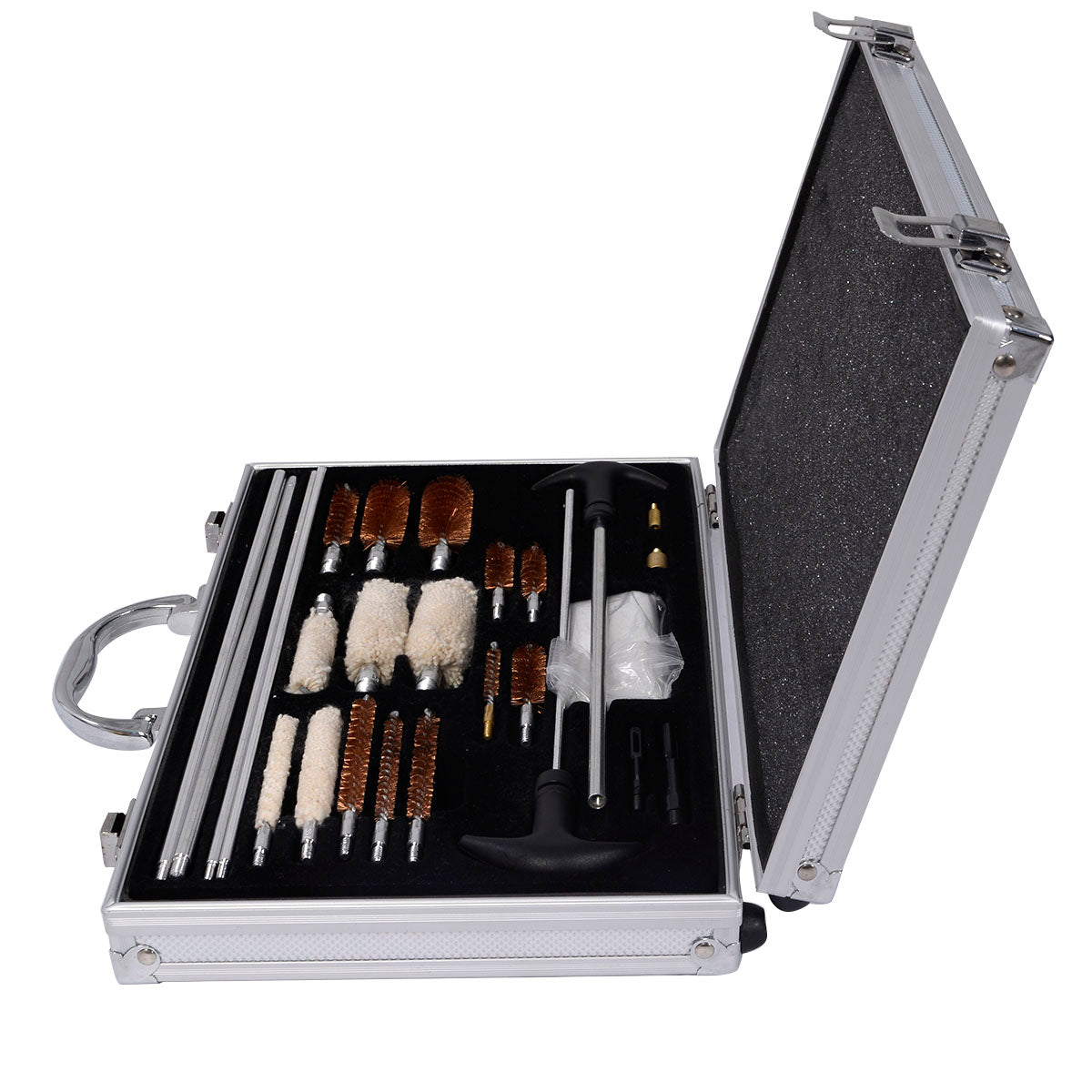 LIVSK Wapenreinigingsset - Universeel voor Jachtgeweren, Luchtbuksen en Pistolen - Compleet met Draagtas - 75 stuks - Zwart