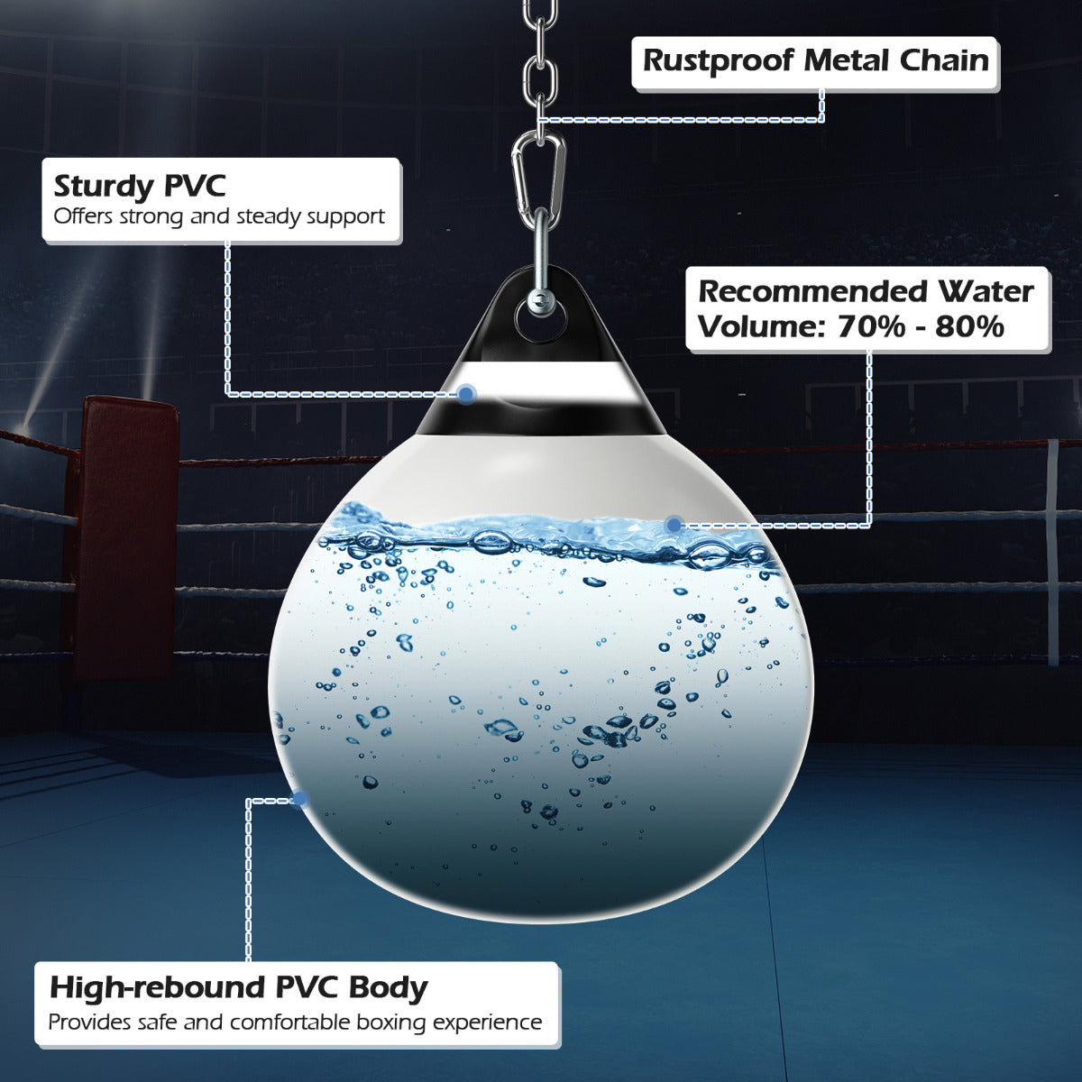 LIVSK Aqua Trainingszak - Innovatief Waterontwerp - Ergonomisch en Veilig - Inclusief Ophangketting en Veiligheidsgespen - Wit