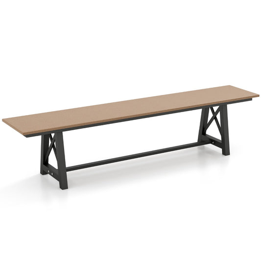 LIVSK Tuinbank zonder Rugleuning - Weerbestendig HDPE - Draagvermogen tot 500 kg - 183 x 35 x 41,5 cm - Bruin en Zwart