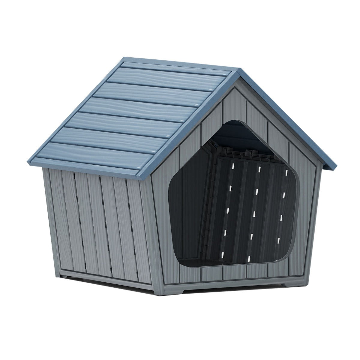 LIVSK Weersbestendig Kattenhuis - Modern Design - Ruime Ingang - Optimale Ventilatie - Voor Binnen en Buiten - Blauw + Grijs
