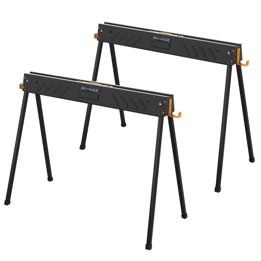 LIVSK Zaagbokken Set - Sterk Metalen Frame - Afneembare Steunarmen - Draagvermogen tot 1000 kg - 94 x 47 x 74 cm - Zwart