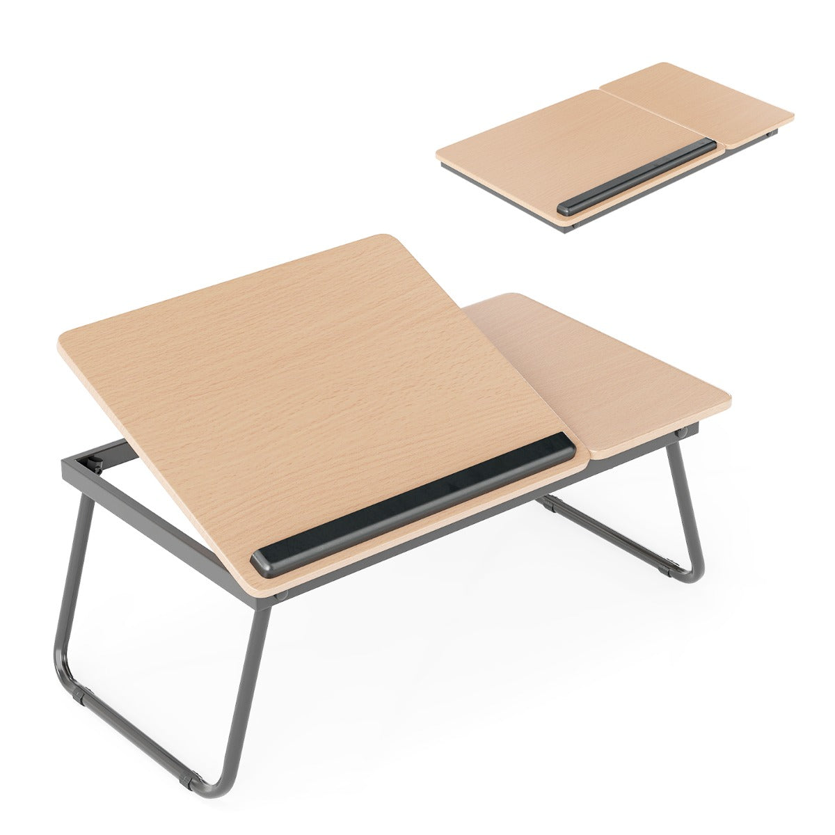 LIVSK Bedtafel Opvouwbaar - Verstelbaar in 4 Hoogtes - Duurzaam MDF en IJzer - Ruimtebesparend - Voor Bank, Bed of Vloer - Zwart