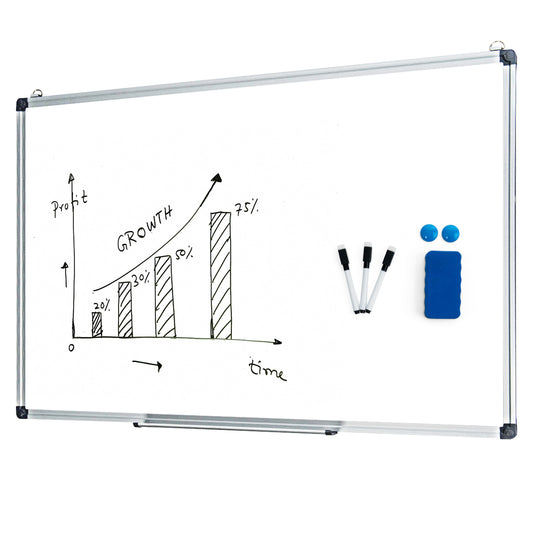 LIVSK Magnetisch Whiteboard 50 x 35 cm - Krasbestendig - Aluminium Frame - Multifunctioneel voor Thuis, School, Kantoor - Wit