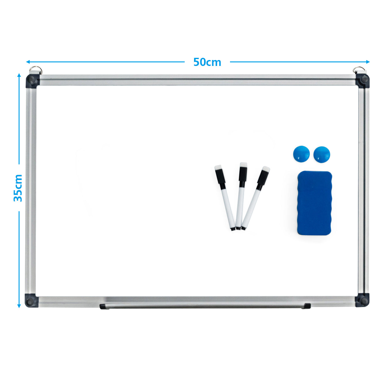 LIVSK Magnetisch Whiteboard 50 x 35 cm - Krasbestendig - Aluminium Frame - Multifunctioneel voor Thuis, School, Kantoor - Wit