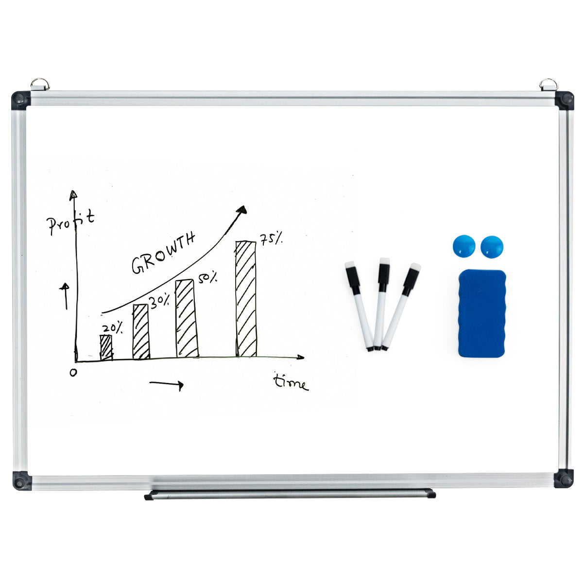 LIVSK Magnetisch Whiteboard 50 x 35 cm - Krasbestendig - Aluminium Frame - Multifunctioneel voor Thuis, School, Kantoor - Wit