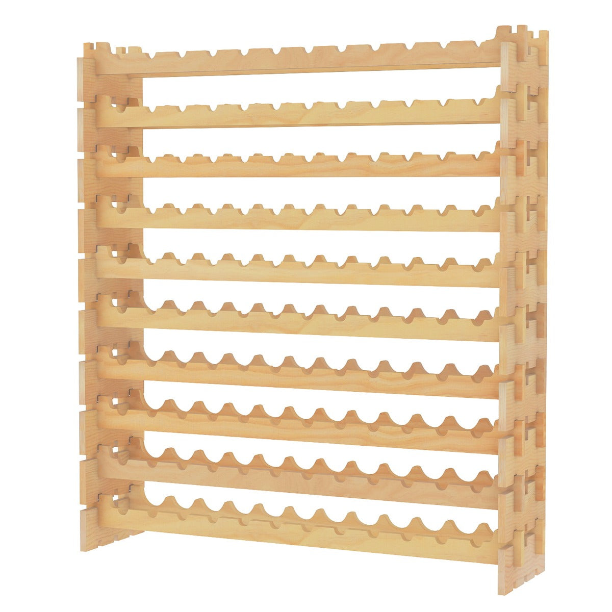 Livsk costway wijnrek van hout stapelbaar flessenrek voor 120 flessen wijnrek met 10 niveaus 120 x 29 x 128 cm 1 1