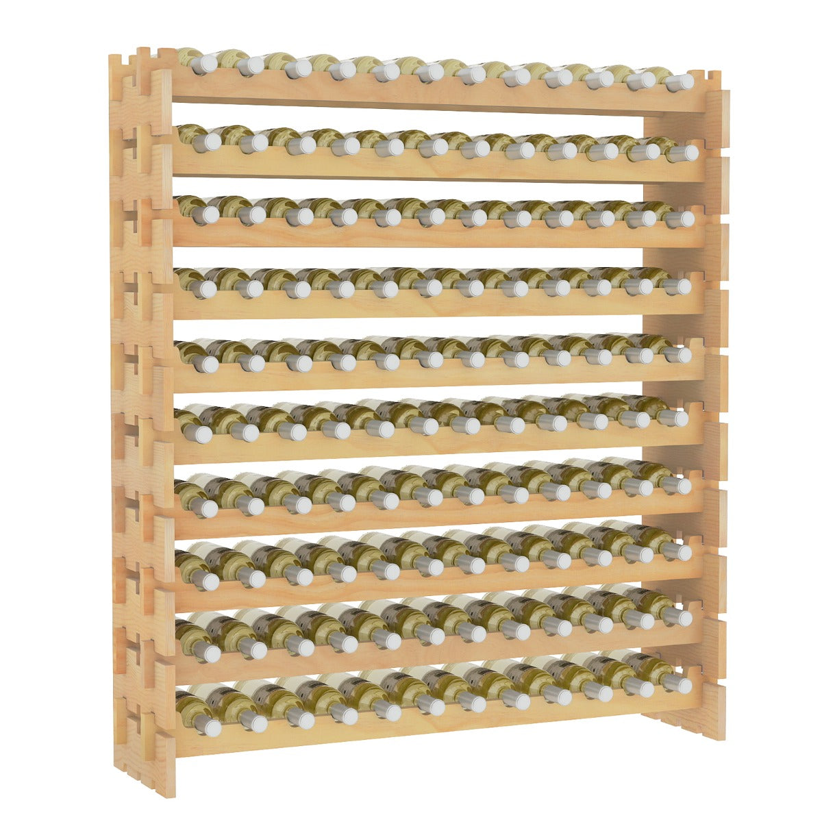 Livsk costway wijnrek van hout stapelbaar flessenrek voor 120 flessen wijnrek met 10 niveaus 120 x 29 x 128 cm