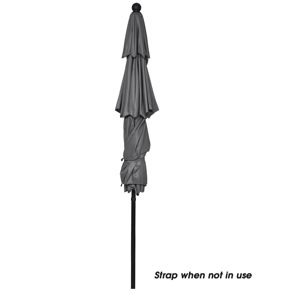 LIVSK Buitenparasol 300 cm - Drietraps met Zwengelbediening - Dubbele Ventilatie - Aluminium - Waterafstotend - Grijs