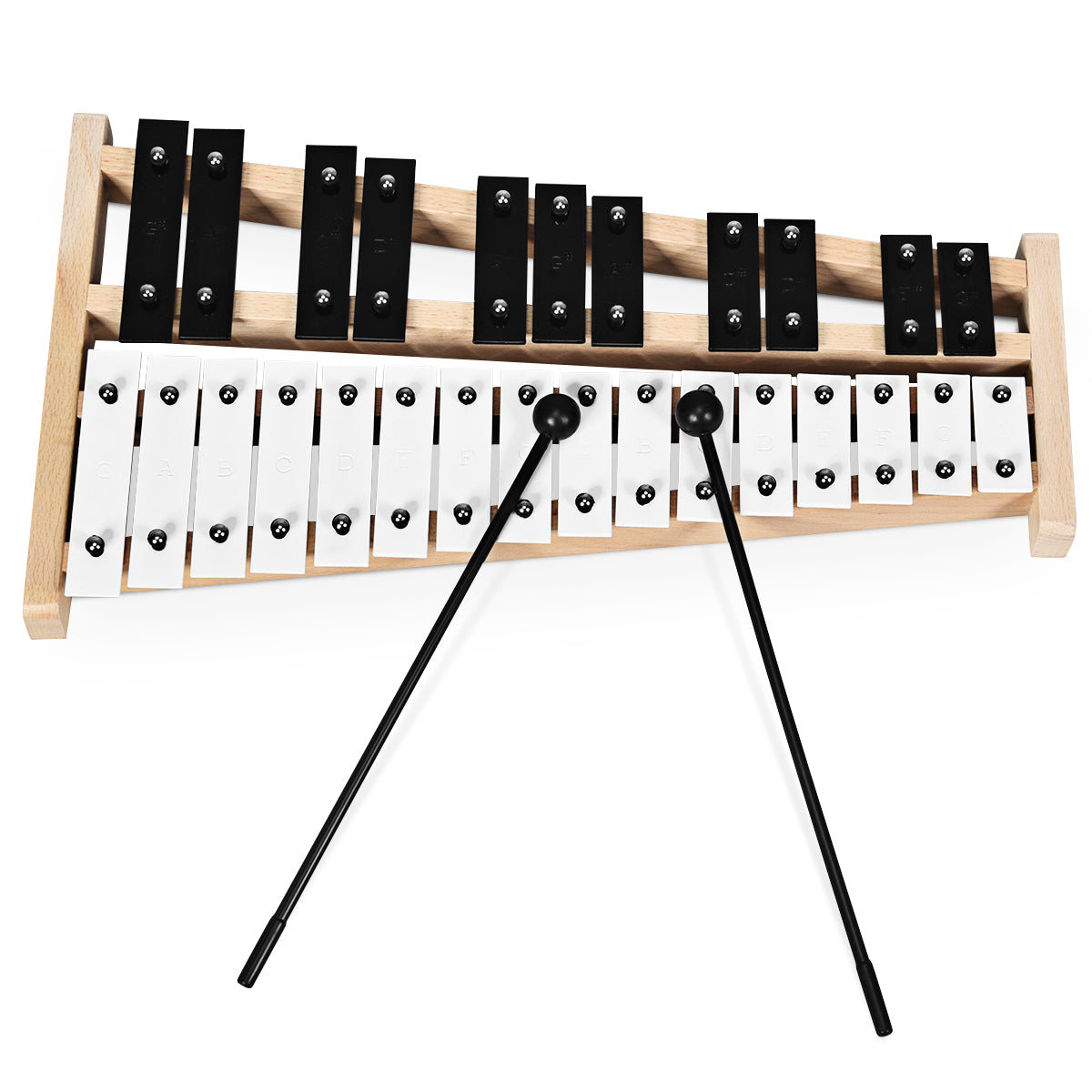 LIVSK 27-noten Xylofoon - Chromatische en hele-toonbereik - Inclusief draagtas en 2 hamers - Voor jong en oud - 43,5 x 24 x 4 cm