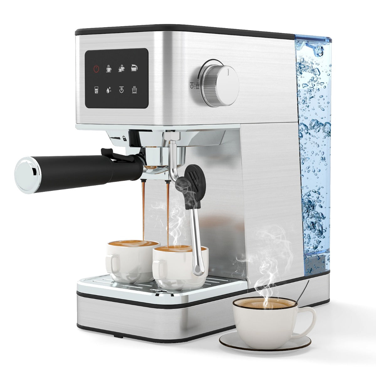 Livsk costway zeefhoudermachine met melkopschuimer 20 bar espressomachine met touchscreen en 17 l afneembaar waterreservoir