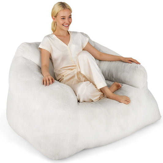 LIVSK Zitzak met Fluwelen Bekleding - Ergonomisch en Antislip - Geen Montage Nodig - 124 x 110 x 68 cm - Beige