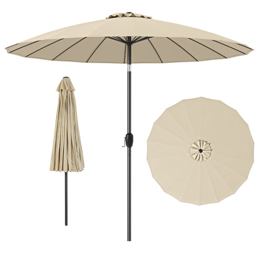Livsk costway zonnescherm 258 cm tuinparasol met een slinger om te openen sluiten dubbelzijdig kantelbaar tot 35 beige