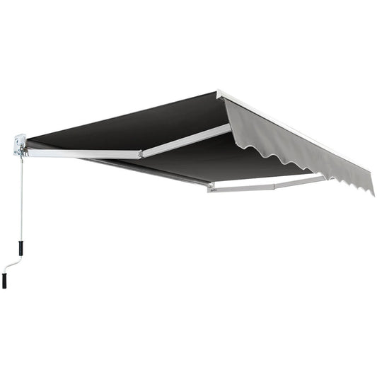 LIVSK Uitschuifbare Luifel - Aluminium en Polyester - Verstelbare Hoek 40° tot 100° - 295 x 250 cm - Grijs