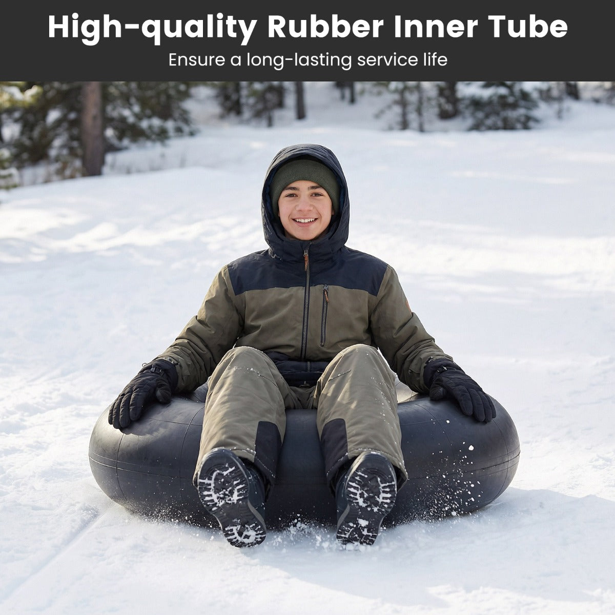 Livsk costway zwaar uitgevoerde binnenband 93 cm rubberen band opblaasbare sneeuw en rivierband 3