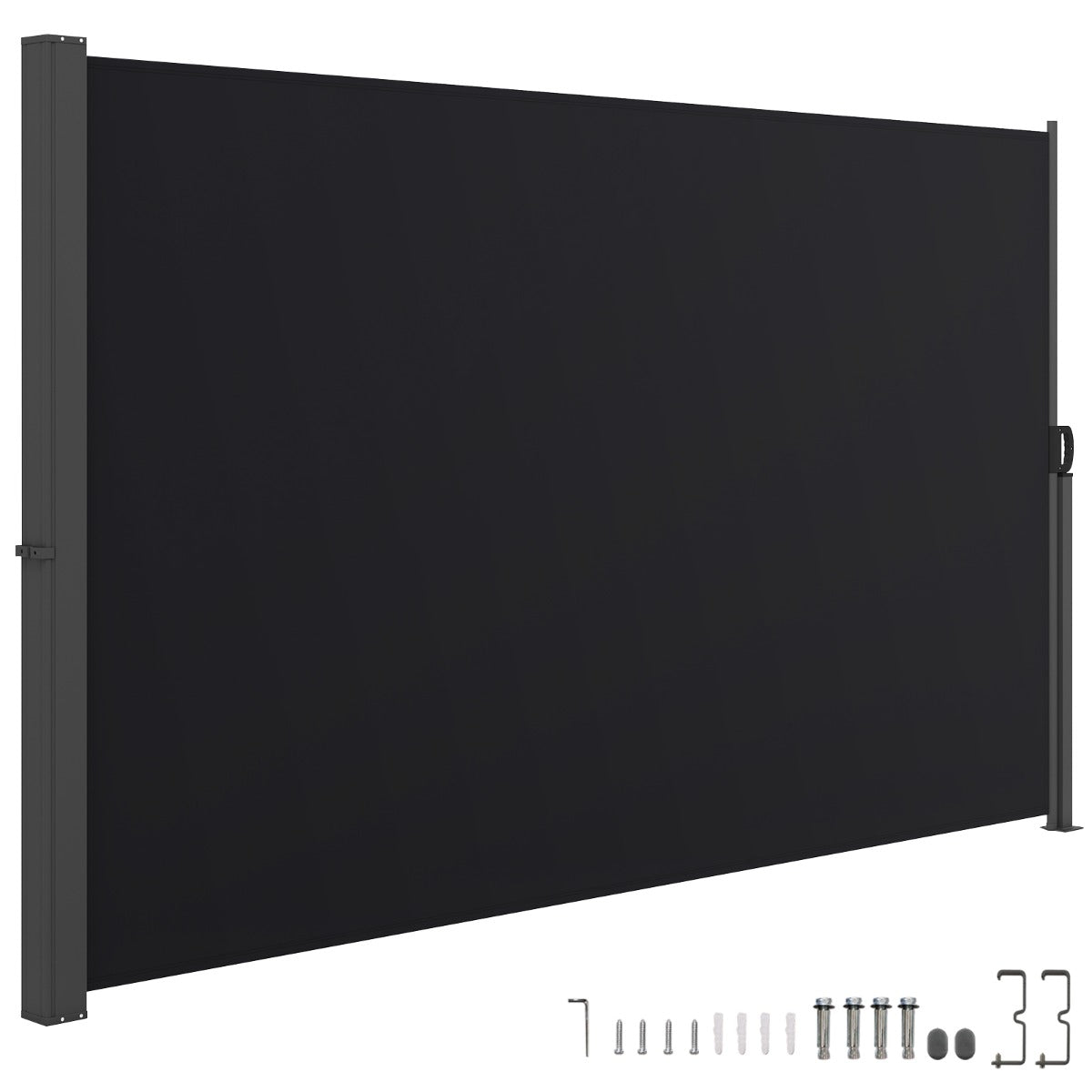 LIVSK Oprolbare Zijluifel 300 x 160/180 cm - Roestbestendig Aluminium - Waterdicht - Opvouwbaar - Voor Tuin en Balkon - Zwart