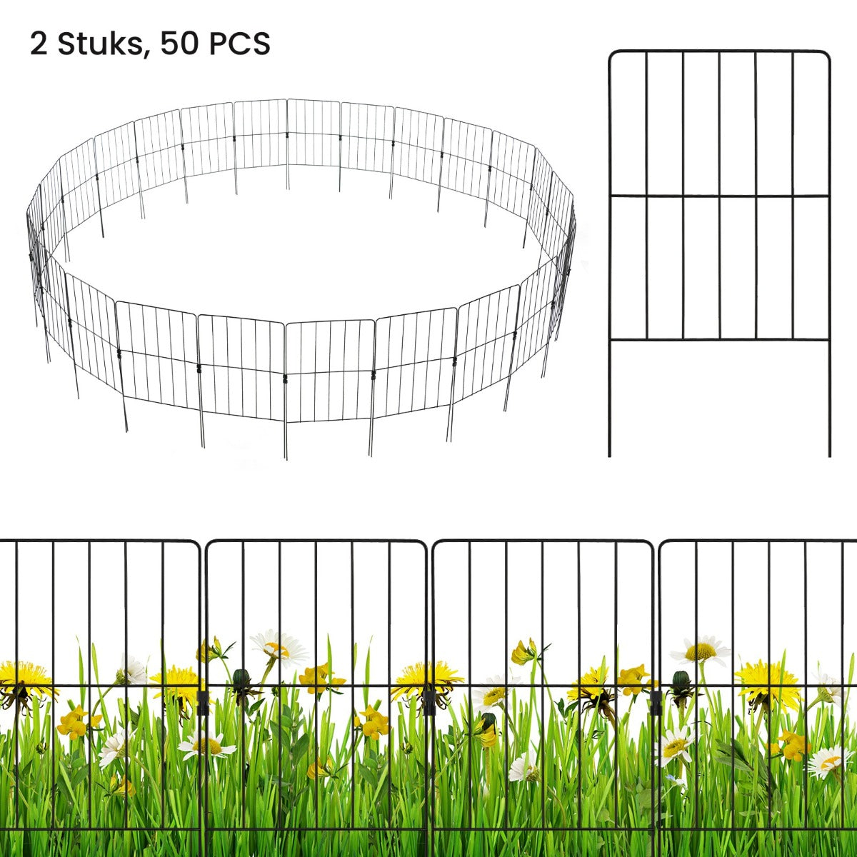 LIVSK Decoratieve Tuinafscheidingen - Set van 25 - Roestbestendig Metaal - Eenvoudige Montage - Flexibele Vormgeving - Zwart