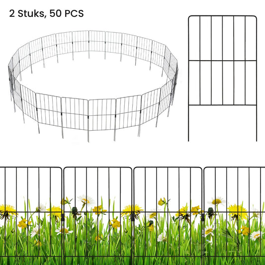 LIVSK Decoratieve Tuinafscheidingen - Set van 25 - Roestbestendig Metaal - Eenvoudige Montage - Flexibele Vormgeving - Zwart