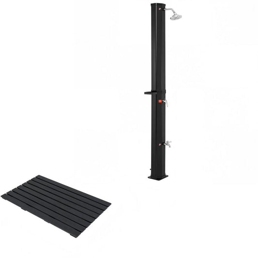 LIVSK Douchemat en Zonnedouche Set - Waterdicht WPC - Antislip - 60L Watertank - Eenvoudige Installatie - Zwart