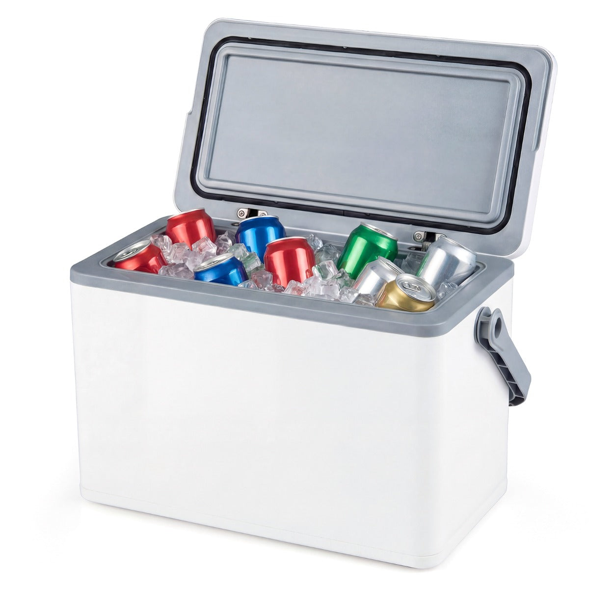 LIVSK Draagbare Koelbox - Geïsoleerd - Ergonomisch Handvat - Tot 300 kg Draagvermogen - 12 Liter Inhoud - Wit/Donkergijs