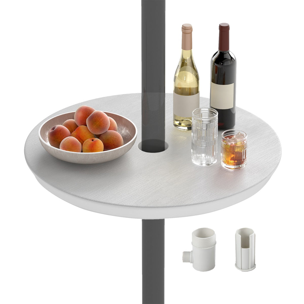 LIVSK Draagbare Parasoltafelhouder - Waterdicht HDPE - In Hoogte Verstelbaar - Geschikt voor 38-48 mm Parasols - Koffie/Wit/Zwart