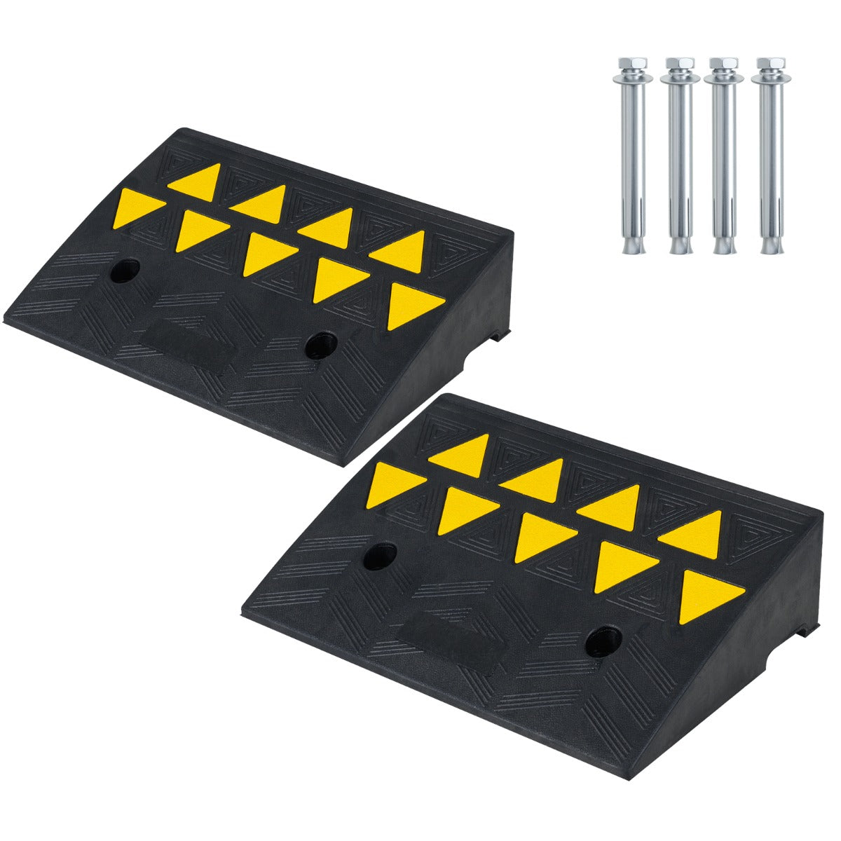 LIVSK Drempelhelling - Robuust Rubber - Antislip & Reflecterende Markeringen - Draagvermogen 15 Ton - Zwart + Geel