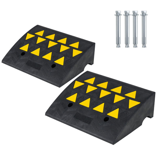 LIVSK Drempelhelling - Robuust Rubber - Tot 15 Ton Draagvermogen - Antislip & Reflecterende Markeringen - Zwart + Geel