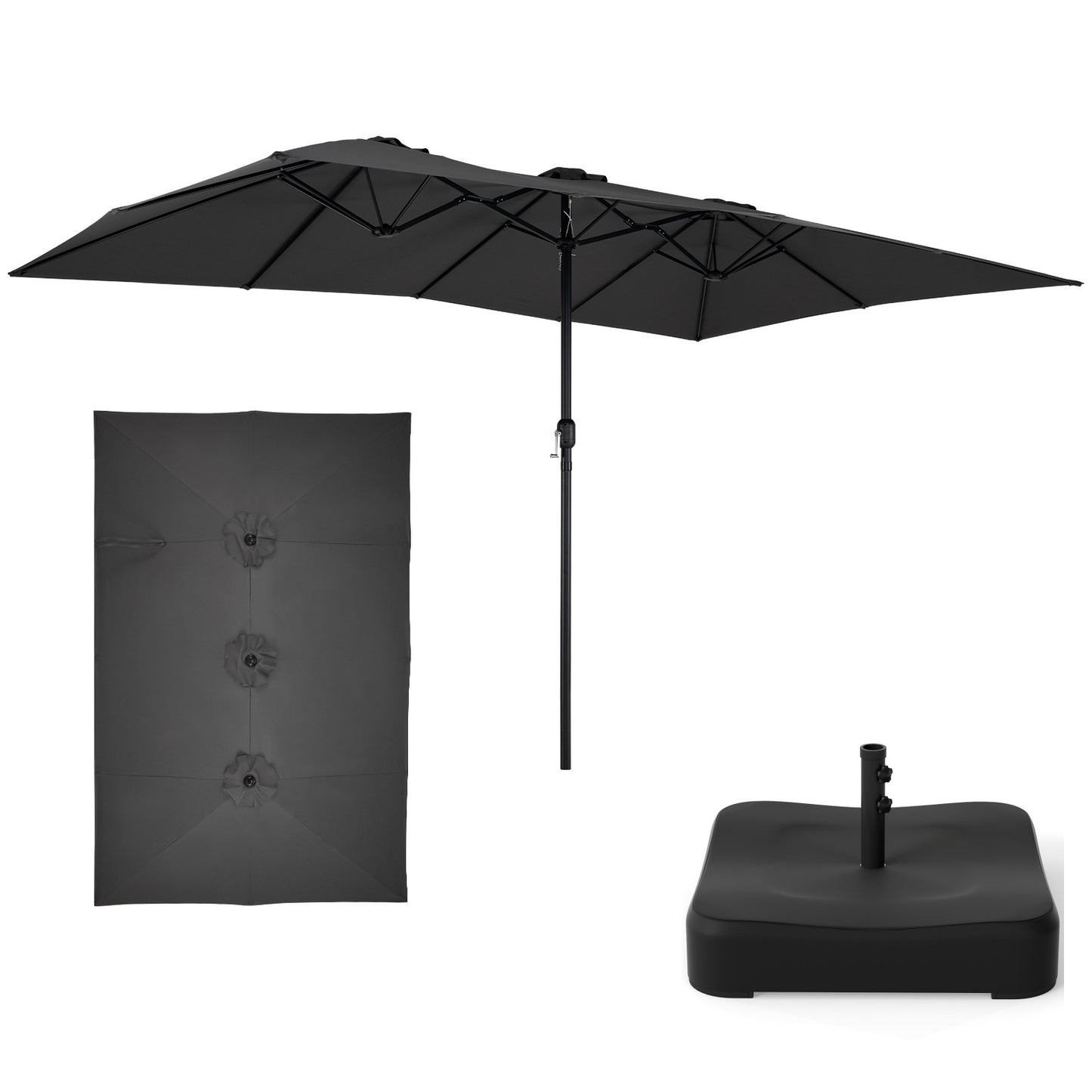 LIVSK Dubbeldak Parasol - Gigantisch Schaduwoppervlak - Hoogwaardige Polyester - Versterkt Metaal Frame - Grijs/Bruin/Beige