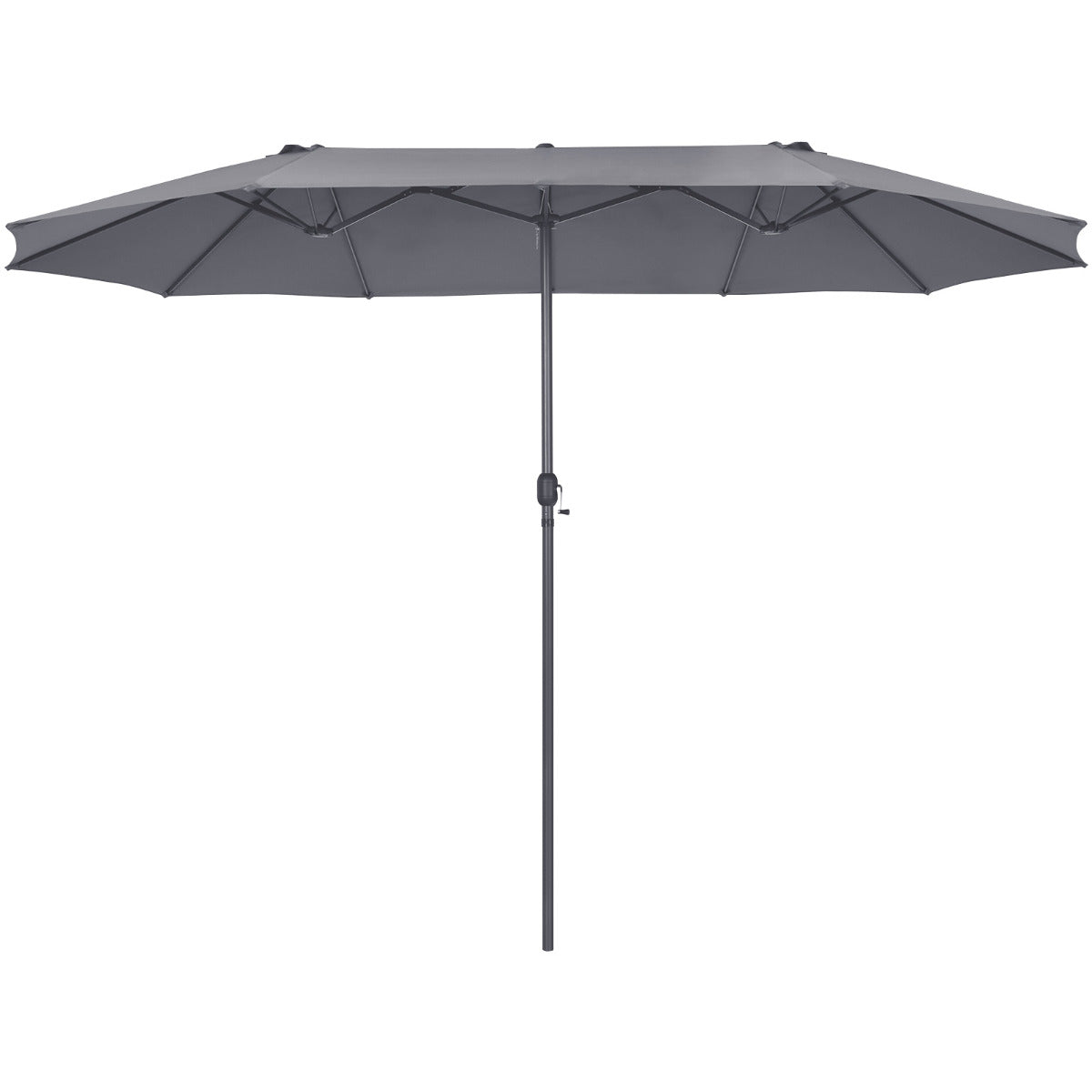 LIVSK Dubbele Buitenparasol - 12 Stevige Baleinen - Handige Handslinger - Eenvoudige Installatie - 470 cm x 280 cm - Grijs