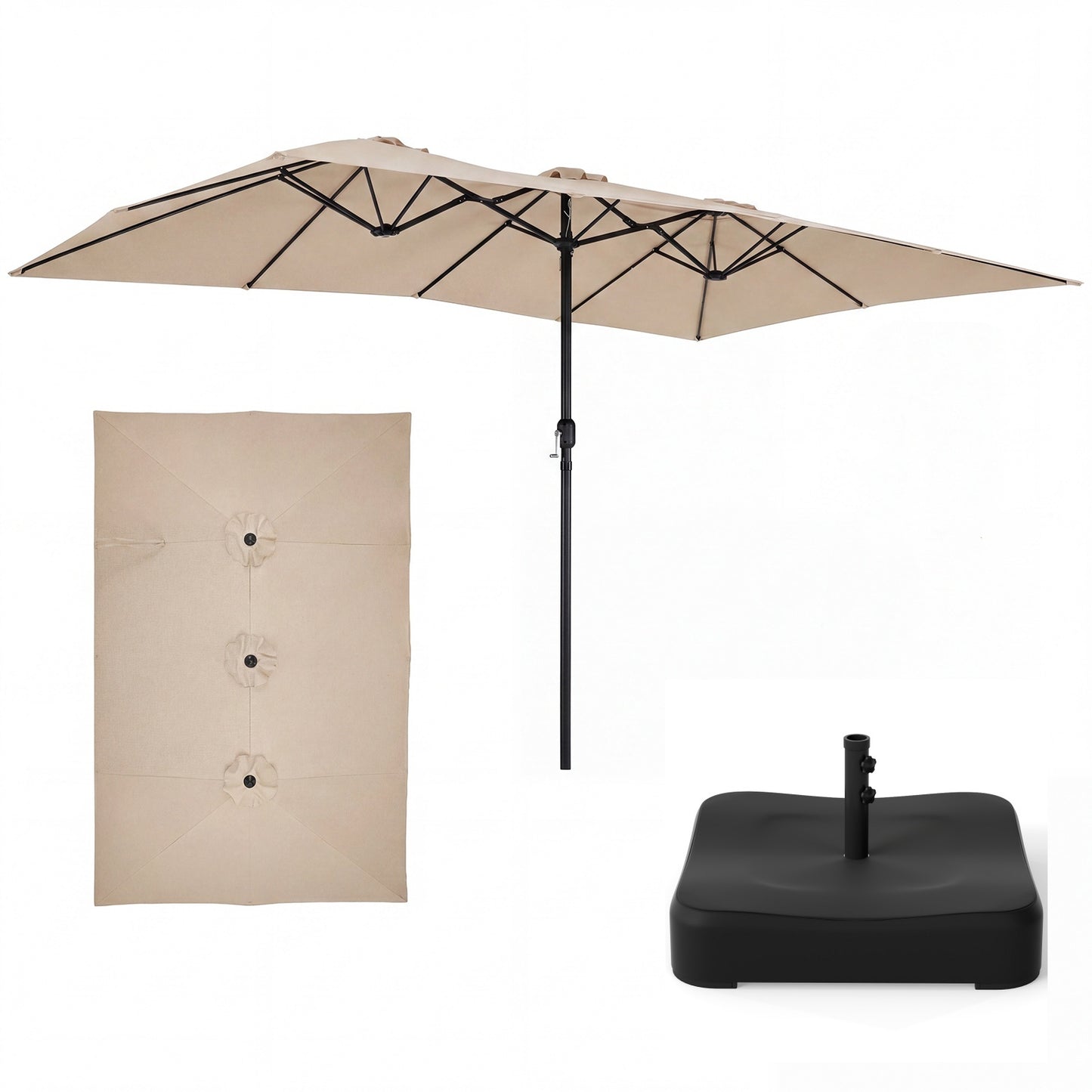 LIVSK Dubbele Parasol - Gigantisch Schaduwoppervlak - Slijtvast Polyester - Versterkt Metaal - Ideaal voor Tuin -