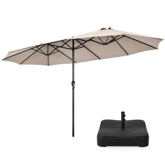 LIVSK Dubbele Parasolset - Ruime 470 cm Parasol - Handzwengel - Stevige Voet met Zandzakken - Inclusief Beschermhoes - Zwart