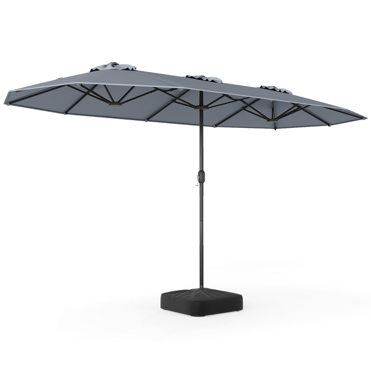 LIVSK Dubbele Terras Parasol - Ruim Schaduwoppervlak - Ventilatiegat - Weerbestendig Doek - Eenvoudig in Gebruik - Grijs