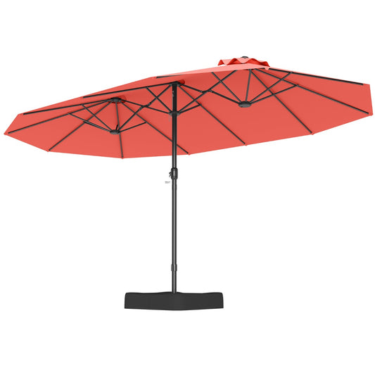 LIVSK Dubbele Terrasparasol - 470 x 285 cm - Verzwaarde Voet Inclusief - Waterbestendig Polyester -