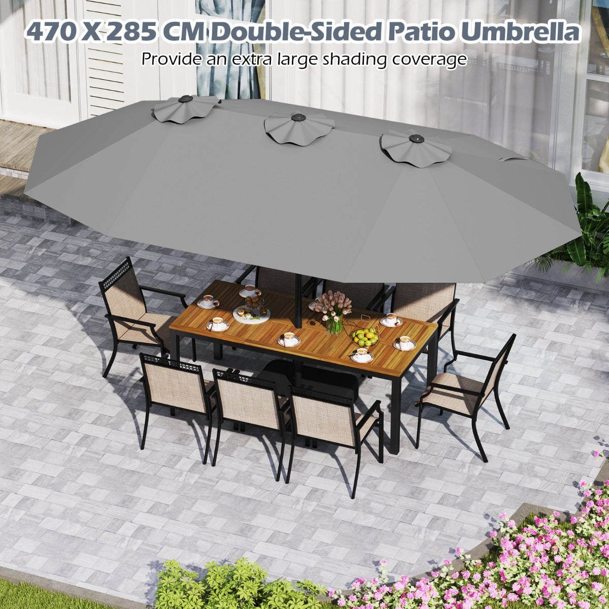 LIVSK Dubbele Terrasparasol - 470 x 285 x 261 cm - Stabiele Metalen Baleinen - Waterbestendig -
