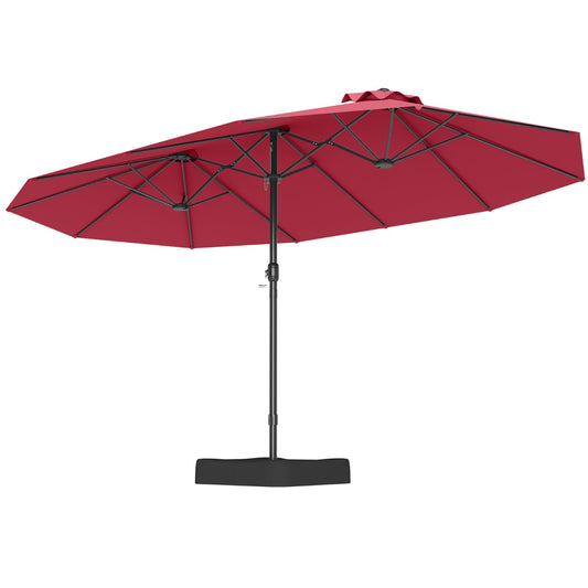 LIVSK Dubbele Terrasparasol - Ruim 470 x 285 cm - Verzwaarde Voet - Eenvoudige Installatie - Polyester met PA-coating - Beige