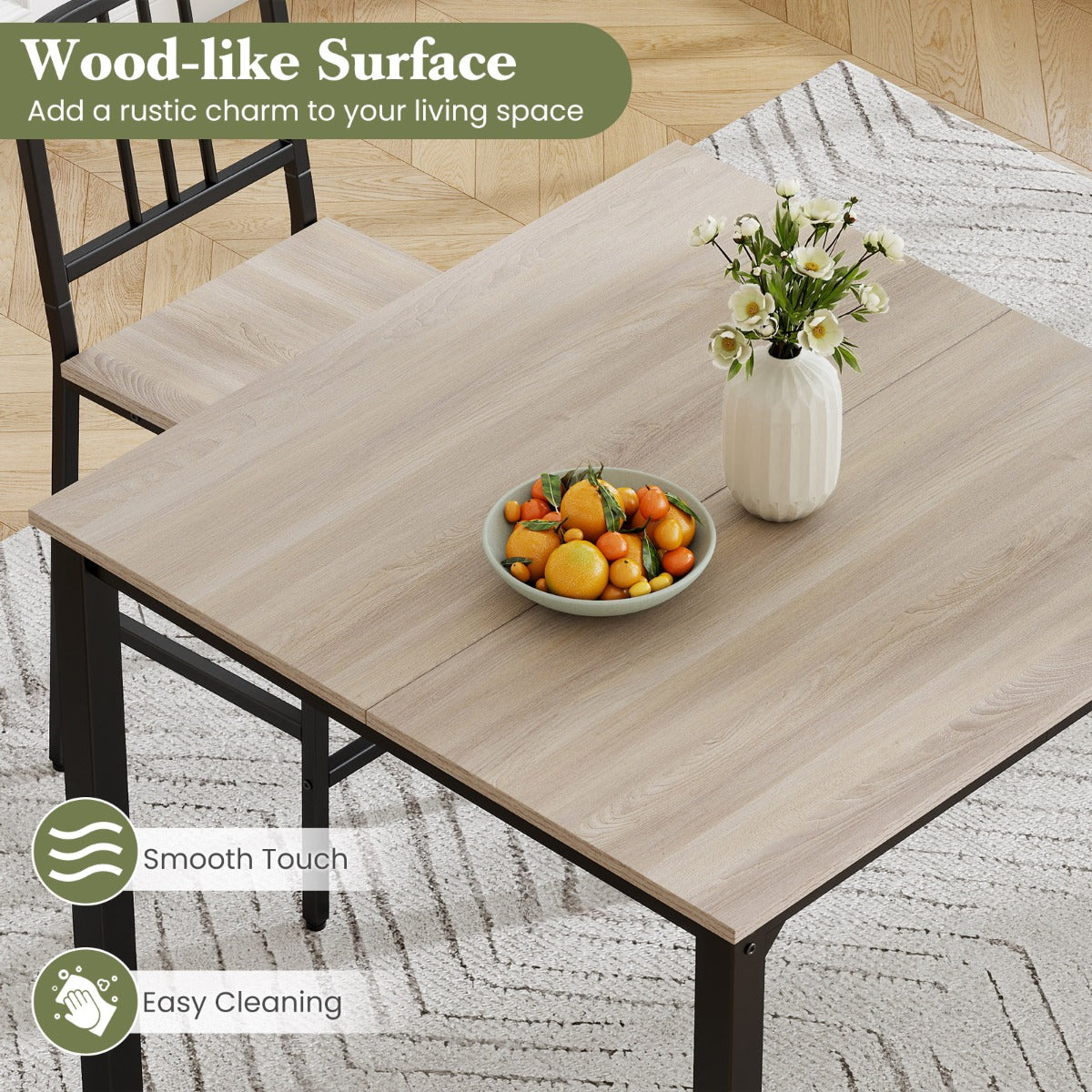 LIVSK Eethoek met 4 Barkrukken - Ruimtebesparend - Ergonomisch Comfort - Stevig Metaal en Hout - Goud en Wit / Grijs en Zwart /