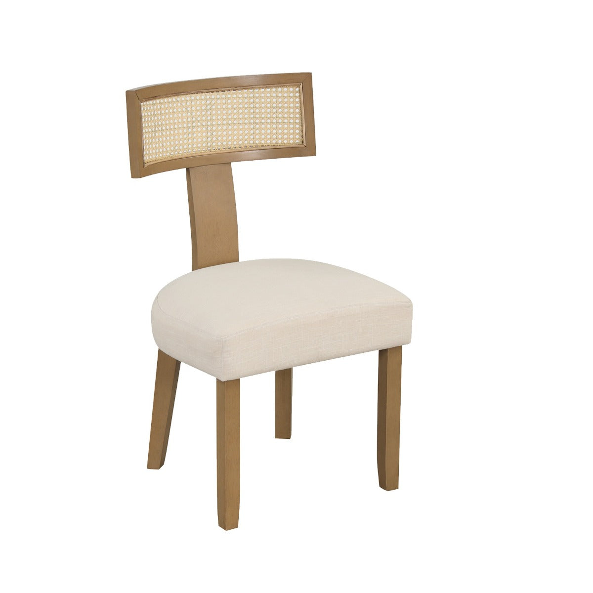 LIVSK Eetkamerstoel - Massief Houten Frame - Handgeweven Rotan Rugleuning - Ergonomische Zitting - Beige