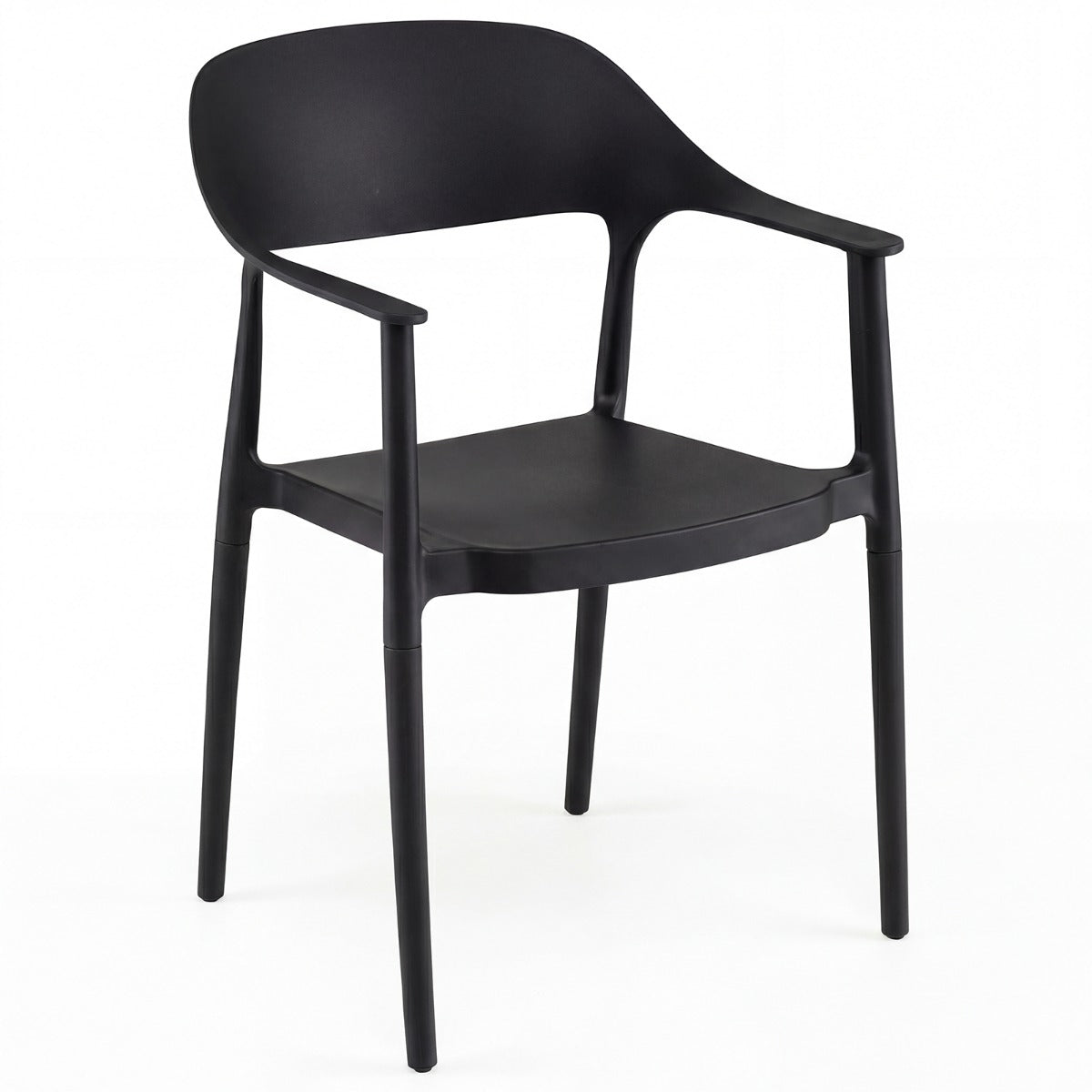 LIVSK Eetkamerstoel - Weerbestendig PP - Ergonomisch Comfort - Ruimtebesparend Stapelbaar - 150 kg Draagvermogen - Zwart/Wit