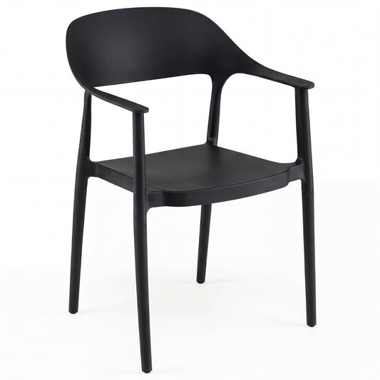 LIVSK Eetkamerstoel - Weerbestendig PP-materiaal - Ergonomisch Comfort - Ruimtebesparend Stapelbaar - Zwart/Wit