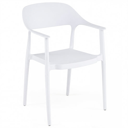 LIVSK Eetkamerstoel - Weerbestendig PP Materiaal - Ergonomisch Zitcomfort - Ruimtebesparend Stapelbaar - Zwart/Wit