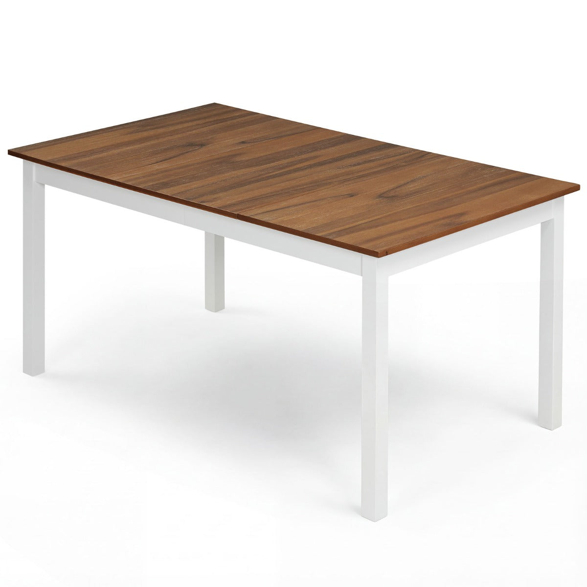 LIVSK Eettafel voor 6 Personen - Massieve Rubberhouten Poten - Ruim Tafelblad 152,5 x 91,5 cm - Robuuste Constructie - Bruin + Wit