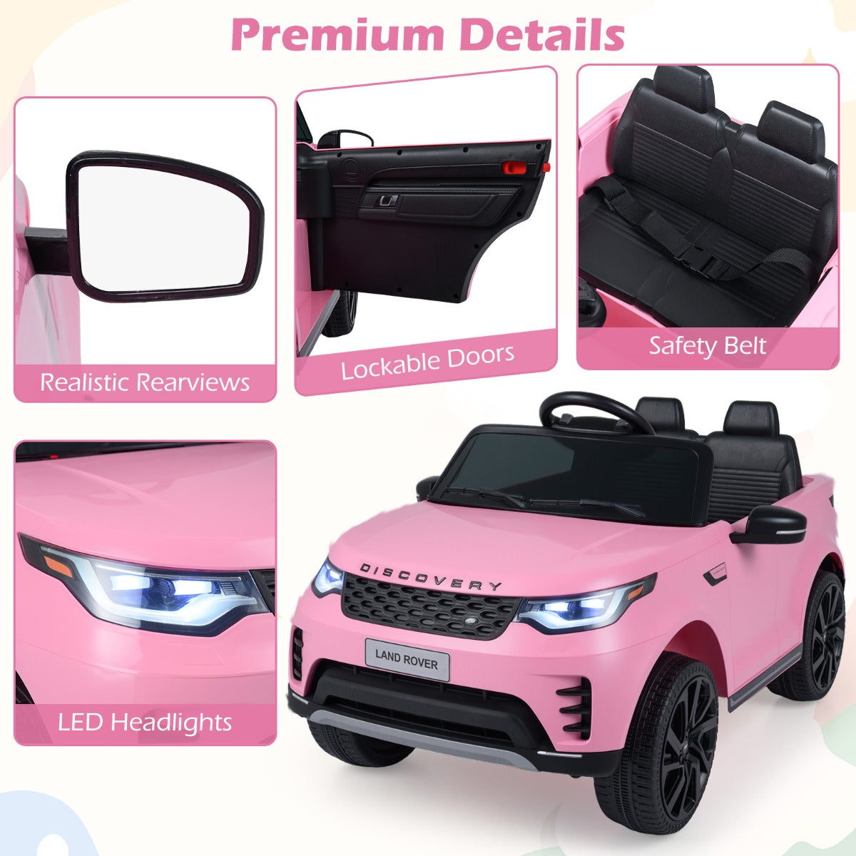 LIVSK Elektrische Auto voor Kinderen - Veilig PP en Metaal - Afstandsbediening - USB Muziek - Zwart/Roze