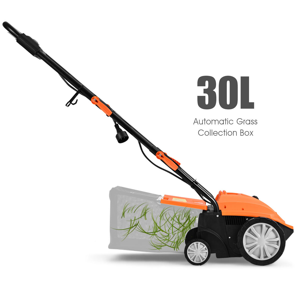 LIVSK Elektrische Gazonverticuteermachine - 2-in-1 Functie - 3 Instelbare Diepten - 30L Opvangzak - Ergonomische Handgreep -