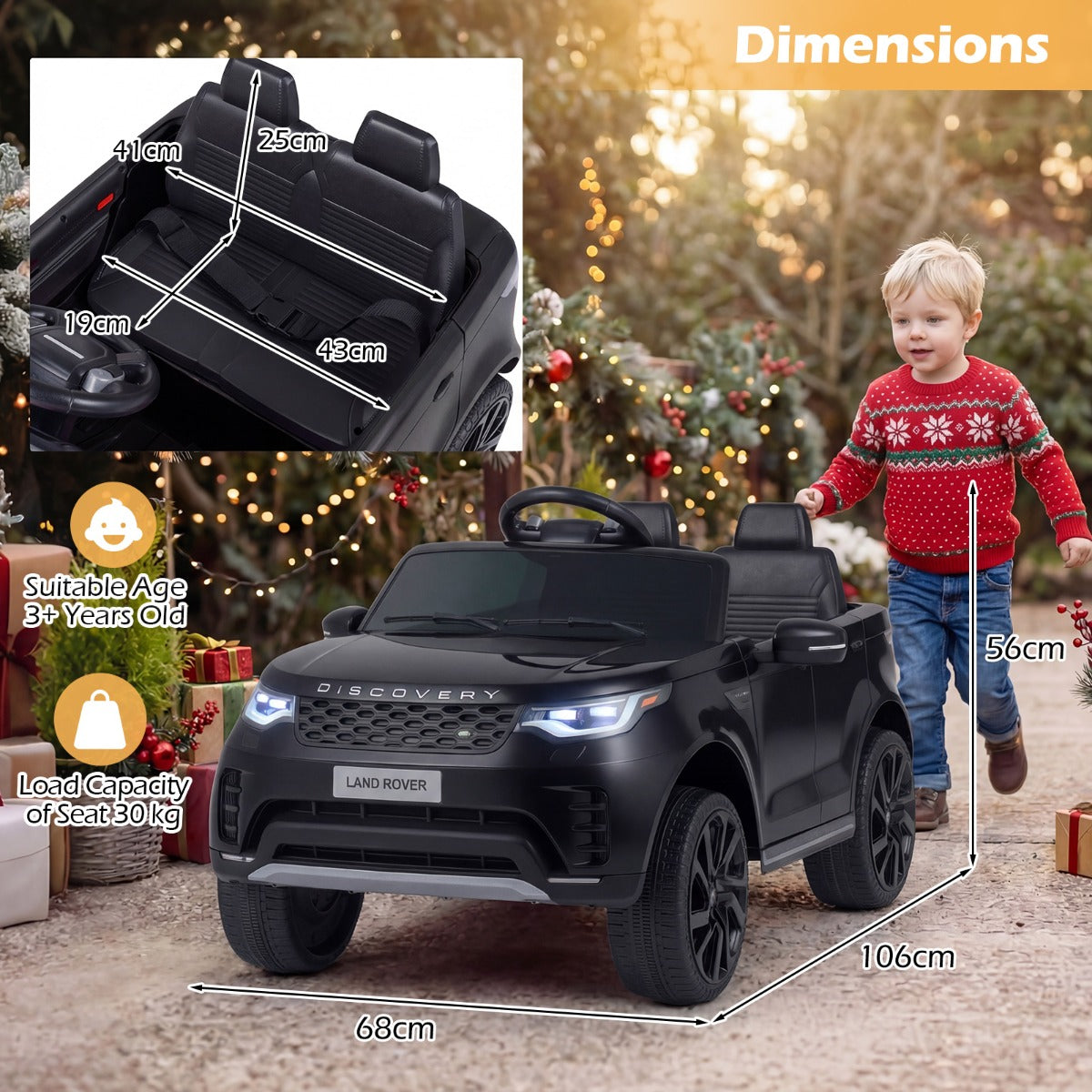 LIVSK Elektrische Kinderauto - Veilig PP en Metaal - Afstandsbediening - USB Muziekstreaming - Zwart/Roze