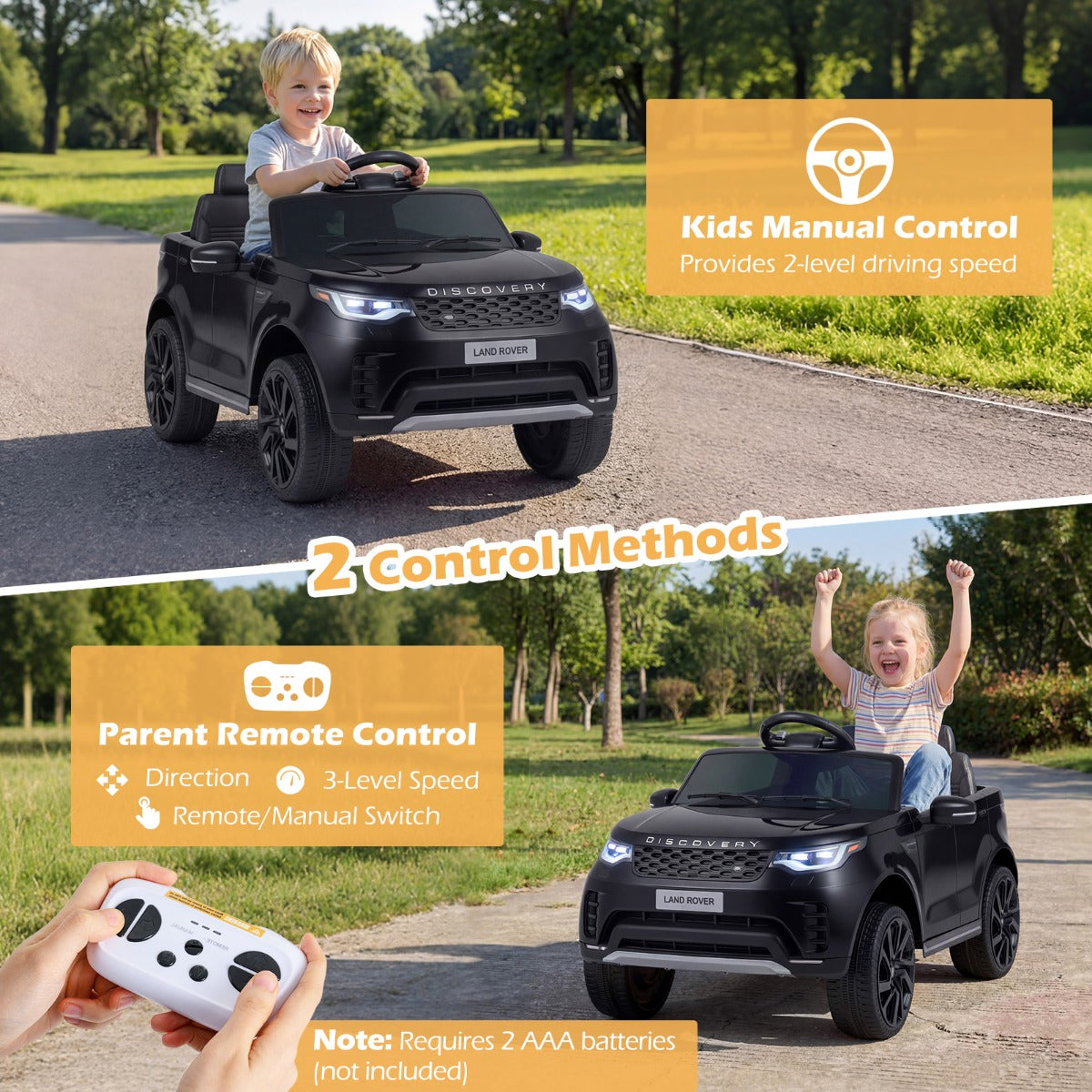 LIVSK Elektrische Kinderauto - Veilig PP en Metaal - Afstandsbediening - USB Muziekstreaming - Zwart/Roze