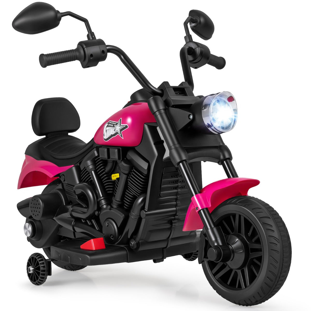 LIVSK Elektrische Kindermotorfiets - Eenvoudige Bediening - LED Koplampen - Duurzaam PP en Metaal - Wit/Roze/Marineblauw