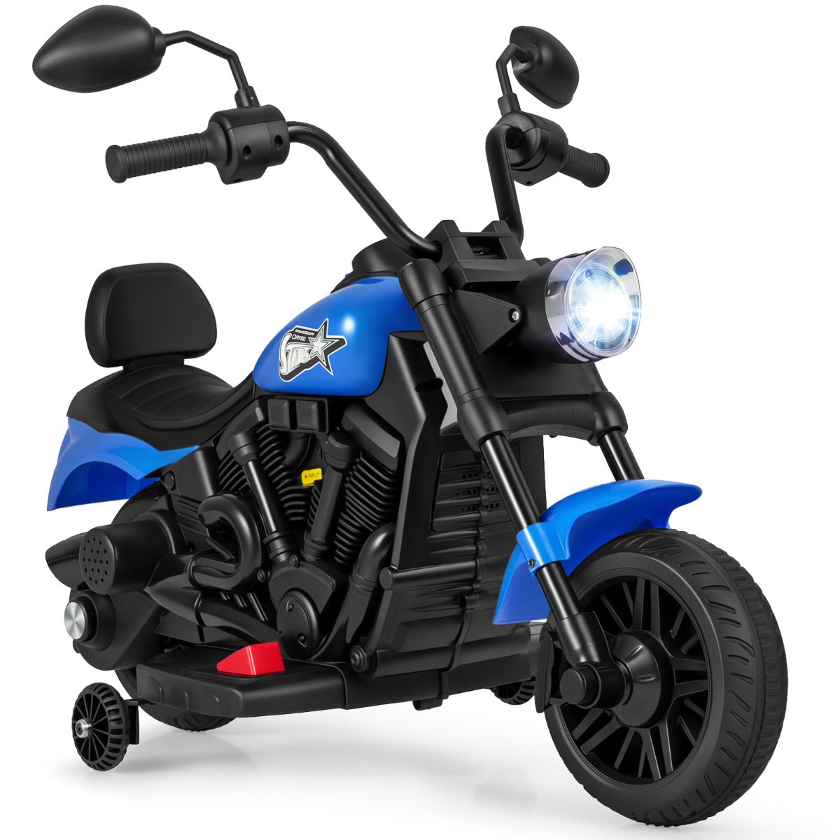 LIVSK Elektrische Kindermotorfiets - Eenvoudige Bediening - Stabiel Driehoekig Frame - Verstelbare Stuur - Wit/Roze/Marineblauw