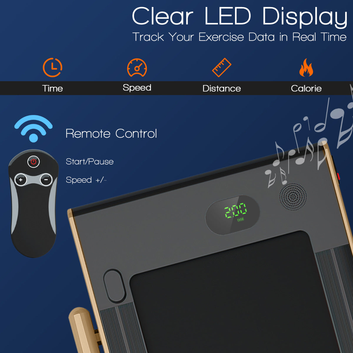 LIVSK Elektrische Loopband - 2,25HP Motor - LED Display - Bluetooth & APP Connectiviteit - Opvouwbaar - Champagne